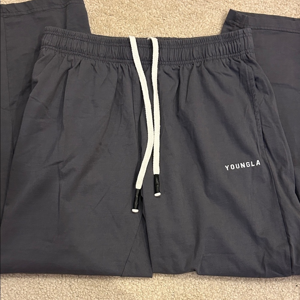 YOUNGLA Grey Wide Leg Sweatpants